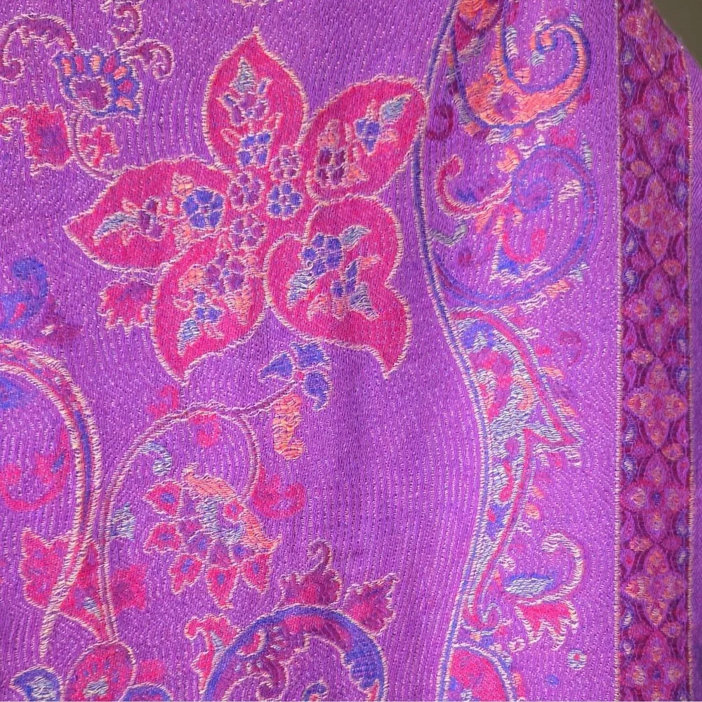 Gift From Jerusalem 100% Cashmere Purple Paisley Scarf/shawl with Fringe